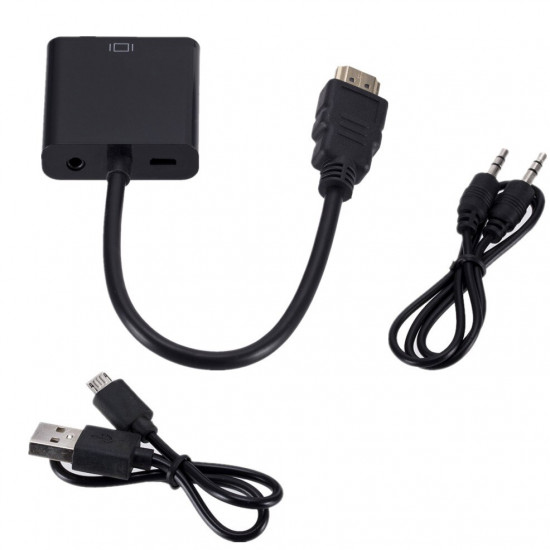 Convertisseur de câble HDMI vers VGAHD 1080P avec alimentation Audio